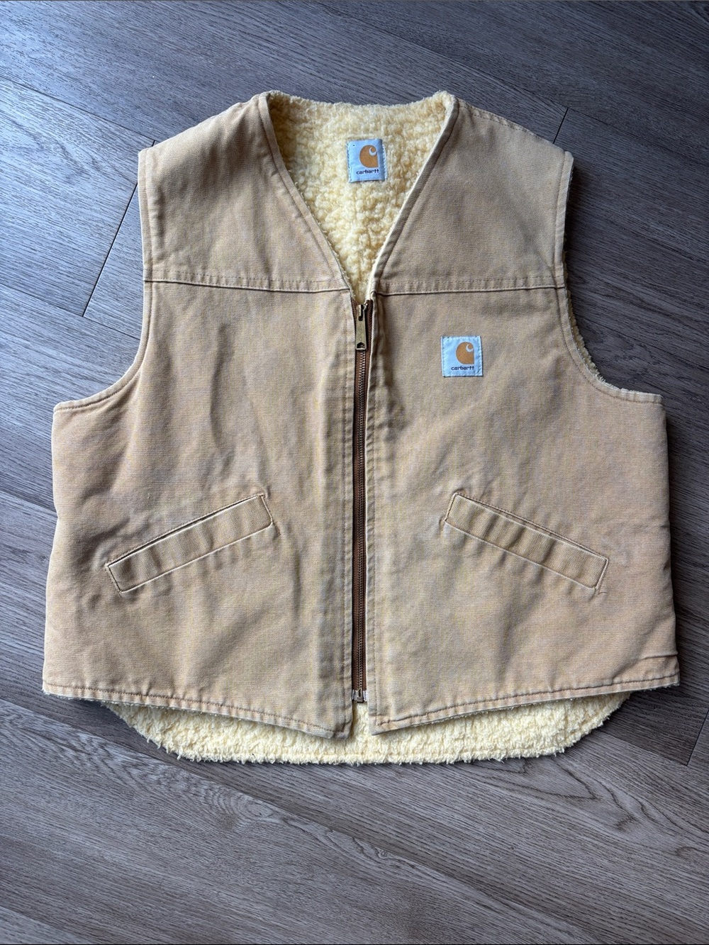 vintage Carhartt 6SV Sherpa-lined duck canvas vest